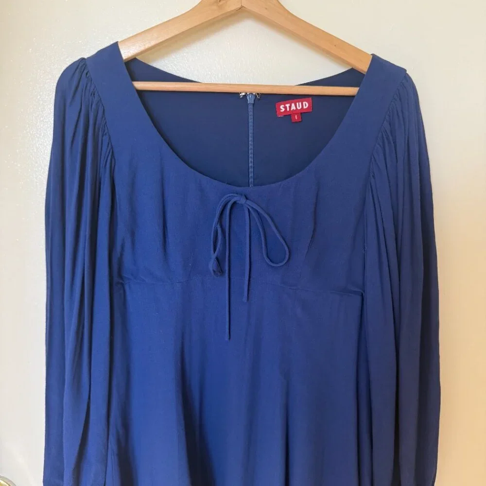 Staud Juniper Navy Blue Long Sleeve Mini Dress US 4​​
